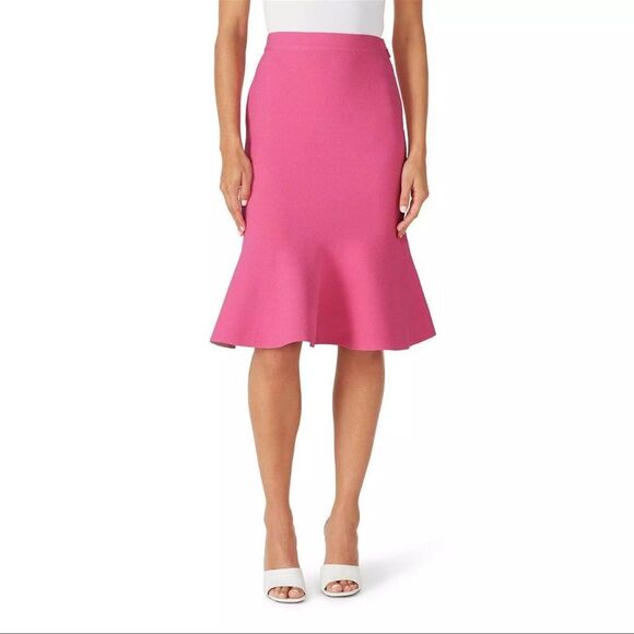 Herve Leger Pink Flared Knee Length High Waisted Skirt - Picture 1 of 7